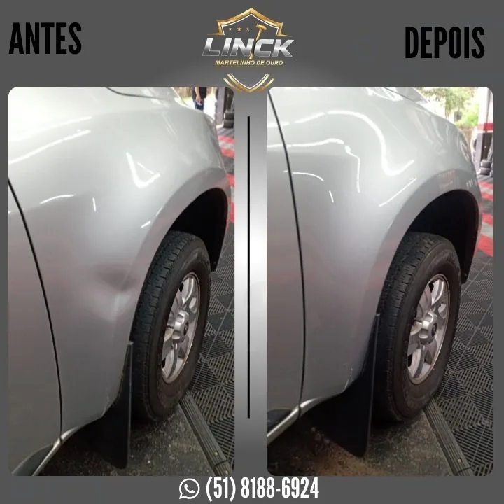 Antes e depois de martelinho de ouro em camionete em Porto Alegre